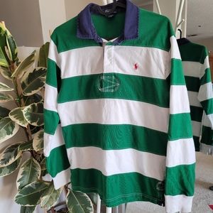 Polo Ralph Lauren Green and white shirt for boys size large (14-16)